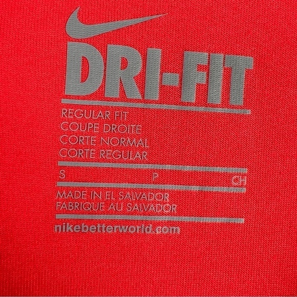 NIKE DRI-FIT Regular Fit V-Neck Tee. Orange. 100% Polyester. Short Sleeves. - Picture 2 of 5